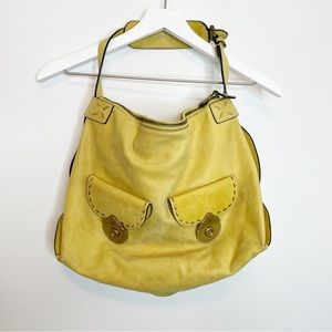 Mulberry Yellow Leather Hobo Bag Gold Buckle Hardware